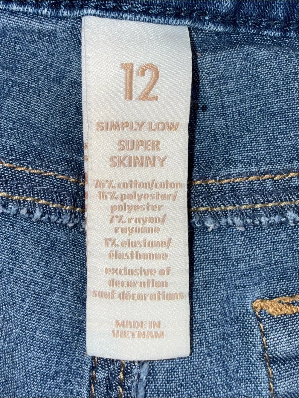 Justice Girls’ Size 12 Super Skinny Jeans – Star Studs & Patch Details